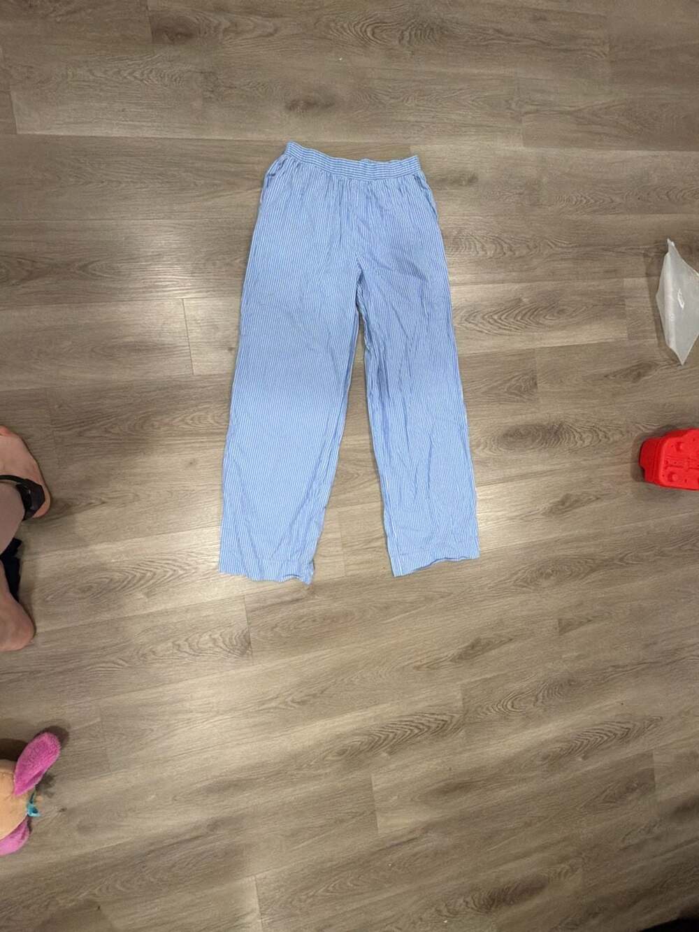 Supré Striped Wide Leg Pants Size 10 Blue White Drawstring